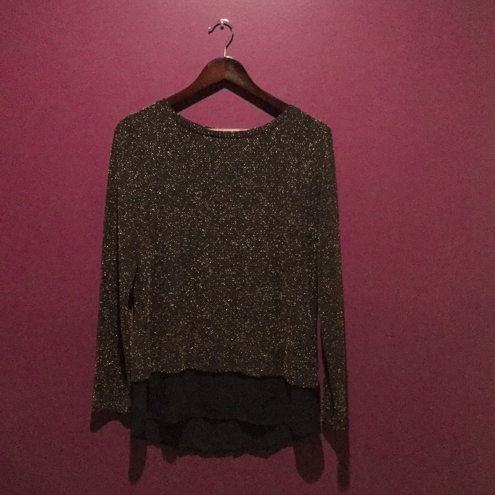 Inc International Concepts Tops Black & Gold Nylon Sweater Size: Small
